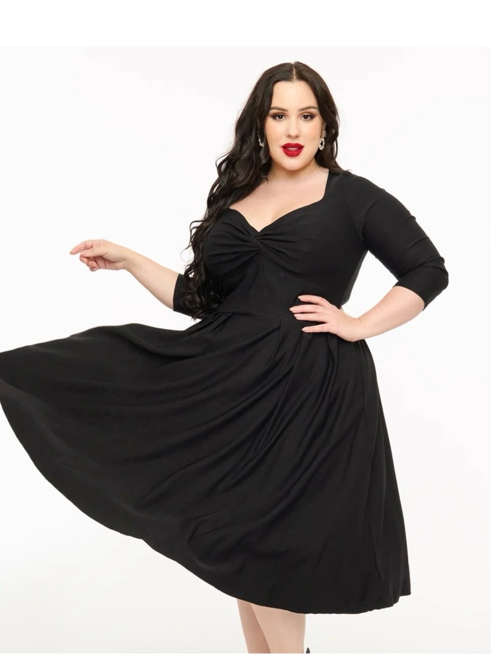 Unique Vintage Black Cocktail Swing Dress Size 10/12